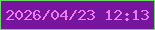 文字の大きさ：5、枠の色：65dd61、背景の色：77159f、文字の色：ee7bf5 無料ブログパーツのブログ時計