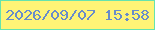 文字の大きさ：5、枠の色：65e3ad、背景の色：fef476、文字の色：688cca 無料ブログパーツのブログ時計