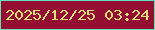 文字の大きさ：3、枠の色：65e3bb、背景の色：940e34、文字の色：dcdf79 無料ブログパーツのブログ時計