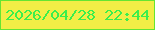 文字の大きさ：2、枠の色：65e532、背景の色：f1ee46、文字の色：3bee4c 無料ブログパーツのブログ時計