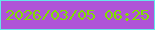 文字の大きさ：3、枠の色：65e6ea、背景の色：af54d7、文字の色：80df01 無料ブログパーツのブログ時計