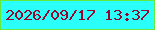 文字の大きさ：3、枠の色：65e93a、背景の色：2bfff9、文字の色：920631 無料ブログパーツのブログ時計