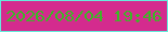 文字の大きさ：2、枠の色：65ebdc、背景の色：d42b8e、文字の色：3db627 無料ブログパーツのブログ時計