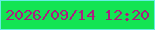 文字の大きさ：5、枠の色：65eee2、背景の色：13e453、文字の色：ac1d7f 無料ブログパーツのブログ時計