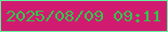 文字の大きさ：5、枠の色：65f19d、背景の色：d01b71、文字の色：32c64a 無料ブログパーツのブログ時計