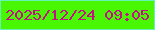 文字の大きさ：1、枠の色：65f1b8、背景の色：49f702、文字の色：c31288 無料ブログパーツのブログ時計