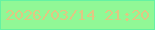 文字の大きさ：3、枠の色：65f2a2、背景の色：91f896、文字の色：e0c783 無料ブログパーツのブログ時計