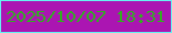 文字の大きさ：2、枠の色：65f3f1、背景の色：ab15b2、文字の色：33ac23 無料ブログパーツのブログ時計