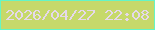 文字の大きさ：4、枠の色：65f5c5、背景の色：c6d96a、文字の色：e5d9eb 無料ブログパーツのブログ時計