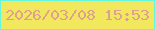 文字の大きさ：4、枠の色：65f6e0、背景の色：f1e85d、文字の色：dea18f 無料ブログパーツのブログ時計