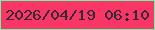文字の大きさ：3、枠の色：65f7aa、背景の色：fa3667、文字の色：332a38 無料ブログパーツのブログ時計