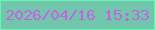 文字の大きさ：2、枠の色：65faac、背景の色：72c6ae、文字の色：c562e0 無料ブログパーツのブログ時計