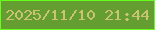 文字の大きさ：3、枠の色：65ff19、背景の色：649e31、文字の色：cbc374 無料ブログパーツのブログ時計