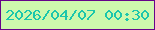 文字の大きさ：1、枠の色：66038a、背景の色：cdf8ad、文字の色：1bc6ac 無料ブログパーツのブログ時計