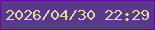 文字の大きさ：4、枠の色：6607a7、背景の色：593a8a、文字の色：e7d4a6 無料ブログパーツのブログ時計