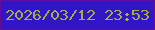 文字の大きさ：3、枠の色：660c97、背景の色：3115c6、文字の色：a4af4a 無料ブログパーツのブログ時計