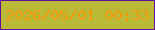 文字の大きさ：3、枠の色：660f9b、背景の色：b9bb38、文字の色：f49a09 無料ブログパーツのブログ時計
