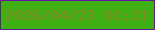 文字の大きさ：2、枠の色：6614a4、背景の色：3eb013、文字の色：898a26 無料ブログパーツのブログ時計