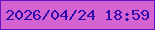文字の大きさ：4、枠の色：6614be、背景の色：d562d1、文字の色：2f0dac 無料ブログパーツのブログ時計