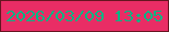 文字の大きさ：3、枠の色：661520、背景の色：e92d65、文字の色：04b583 無料ブログパーツのブログ時計