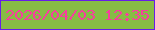 文字の大きさ：4、枠の色：661ee8、背景の色：87bc45、文字の色：f83d9f 無料ブログパーツのブログ時計