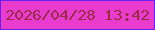 文字の大きさ：4、枠の色：661ef1、背景の色：ea3bcf、文字の色：9a2c4a 無料ブログパーツのブログ時計