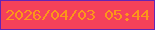 文字の大きさ：3、枠の色：6624b5、背景の色：f5415a、文字の色：fc961a 無料ブログパーツのブログ時計