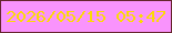 文字の大きさ：5、枠の色：66252d、背景の色：f993fc、文字の色：fbda05 無料ブログパーツのブログ時計