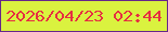 文字の大きさ：1、枠の色：66268b、背景の色：daf23f、文字の色：e62f42 無料ブログパーツのブログ時計