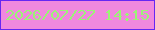 文字の大きさ：2、枠の色：6626f3、背景の色：f088de、文字の色：9af476 無料ブログパーツのブログ時計