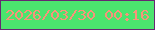 文字の大きさ：2、枠の色：662771、背景の色：4be46e、文字の色：f8937a 無料ブログパーツのブログ時計
