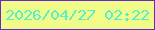 文字の大きさ：2、枠の色：662ac9、背景の色：f1fb88、文字の色：56eecf 無料ブログパーツのブログ時計