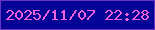 文字の大きさ：1、枠の色：6634c4、背景の色：040597、文字の色：f161d9 無料ブログパーツのブログ時計