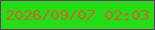 文字の大きさ：2、枠の色：663968、背景の色：26dc16、文字の色：c66b28 無料ブログパーツのブログ時計