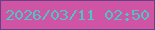 文字の大きさ：4、枠の色：664187、背景の色：cf54a4、文字の色：50c3c4 無料ブログパーツのブログ時計