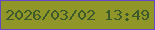 文字の大きさ：1、枠の色：6648c6、背景の色：919629、文字の色：3d5a2b 無料ブログパーツのブログ時計