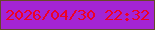 文字の大きさ：4、枠の色：664929、背景の色：a424d4、文字の色：ee0125 無料ブログパーツのブログ時計