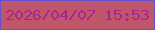 文字の大きさ：3、枠の色：664fd1、背景の色：be576c、文字の色：a92589 無料ブログパーツのブログ時計