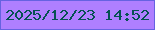 文字の大きさ：1、枠の色：6662e1、背景の色：af7fff、文字の色：065152 無料ブログパーツのブログ時計