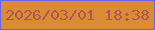 文字の大きさ：5、枠の色：6664ef、背景の色：da8c34、文字の色：ad565a 無料ブログパーツのブログ時計