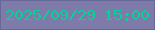 文字の大きさ：1、枠の色：666997、背景の色：7e7bab、文字の色：02d497 無料ブログパーツのブログ時計