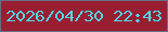 文字の大きさ：2、枠の色：666f81、背景の色：9a1e32、文字の色：50d6e8 無料ブログパーツのブログ時計