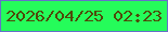 文字の大きさ：2、枠の色：6670c9、背景の色：25fc5a、文字の色：4f4a09 無料ブログパーツのブログ時計