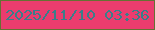 文字の大きさ：3、枠の色：667133、背景の色：eb3c6e、文字の色：397e8a 無料ブログパーツのブログ時計