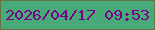 文字の大きさ：5、枠の色：667242、背景の色：49aa79、文字の色：770488 無料ブログパーツのブログ時計