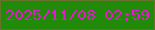 文字の大きさ：4、枠の色：66732b、背景の色：218b09、文字の色：e519d0 無料ブログパーツのブログ時計
