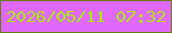 文字の大きさ：4、枠の色：667d0e、背景の色：e168ff、文字の色：a6eb09 無料ブログパーツのブログ時計