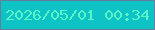 文字の大きさ：5、枠の色：667e9c、背景の色：0ec3c6、文字の色：59f6c8 無料ブログパーツのブログ時計