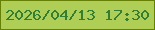 文字の大きさ：1、枠の色：667f05、背景の色：afce56、文字の色：317e37 無料ブログパーツのブログ時計