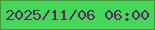 文字の大きさ：4、枠の色：668349、背景の色：42d956、文字の色：642362 無料ブログパーツのブログ時計